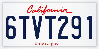 CA license plate 6TVT291