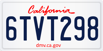 CA license plate 6TVT298