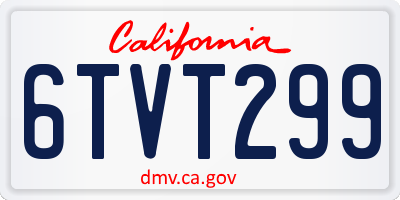 CA license plate 6TVT299