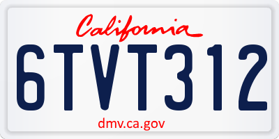 CA license plate 6TVT312