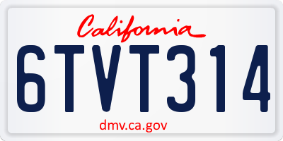 CA license plate 6TVT314