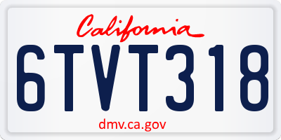 CA license plate 6TVT318