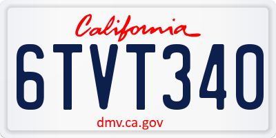 CA license plate 6TVT340