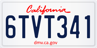 CA license plate 6TVT341