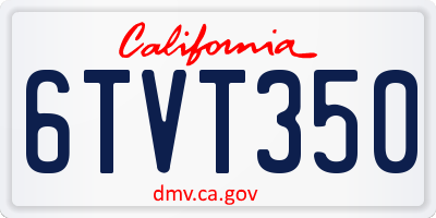 CA license plate 6TVT350