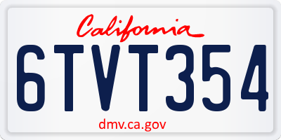 CA license plate 6TVT354