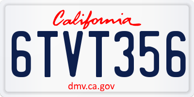 CA license plate 6TVT356
