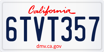 CA license plate 6TVT357
