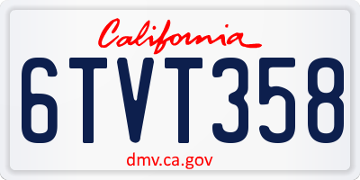 CA license plate 6TVT358