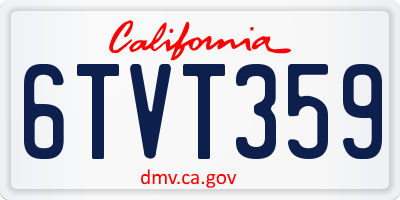 CA license plate 6TVT359