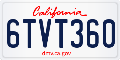 CA license plate 6TVT360