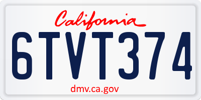 CA license plate 6TVT374