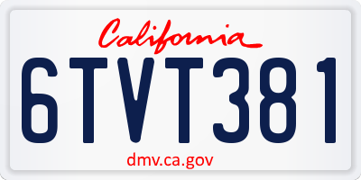 CA license plate 6TVT381