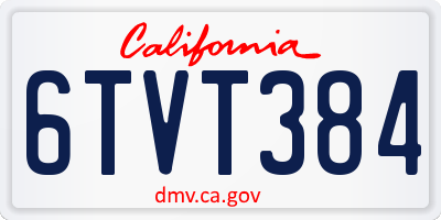 CA license plate 6TVT384