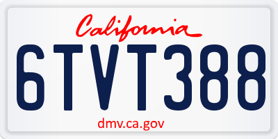 CA license plate 6TVT388