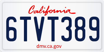 CA license plate 6TVT389