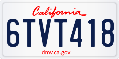 CA license plate 6TVT418