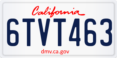 CA license plate 6TVT463