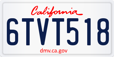 CA license plate 6TVT518