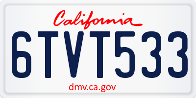 CA license plate 6TVT533