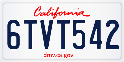 CA license plate 6TVT542