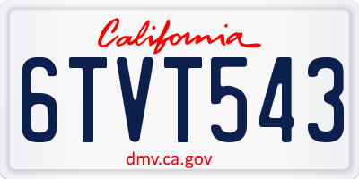 CA license plate 6TVT543