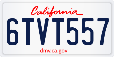 CA license plate 6TVT557