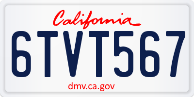 CA license plate 6TVT567