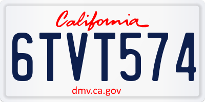 CA license plate 6TVT574