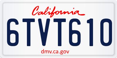 CA license plate 6TVT610