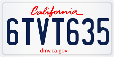CA license plate 6TVT635