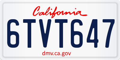 CA license plate 6TVT647