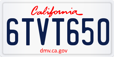 CA license plate 6TVT650