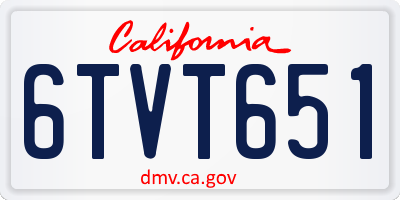 CA license plate 6TVT651