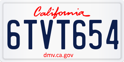 CA license plate 6TVT654