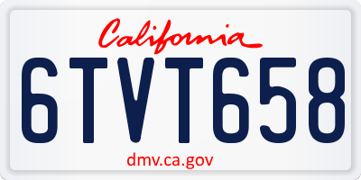 CA license plate 6TVT658