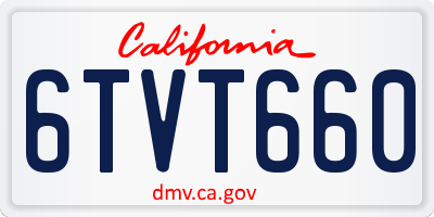 CA license plate 6TVT660