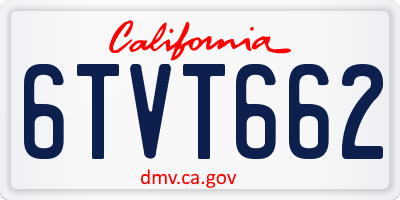 CA license plate 6TVT662