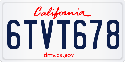 CA license plate 6TVT678