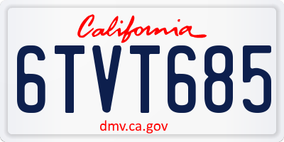 CA license plate 6TVT685