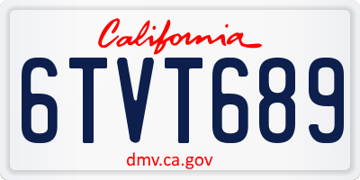 CA license plate 6TVT689