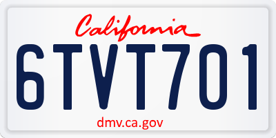 CA license plate 6TVT701