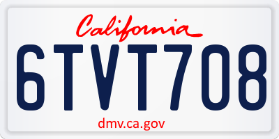 CA license plate 6TVT708