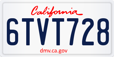 CA license plate 6TVT728