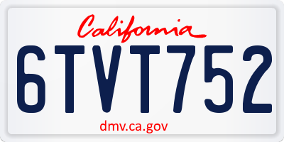 CA license plate 6TVT752