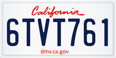 CA license plate 6TVT761