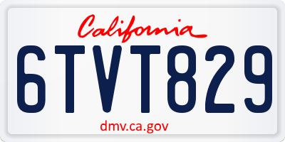 CA license plate 6TVT829