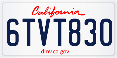 CA license plate 6TVT830