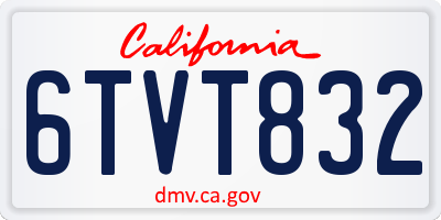 CA license plate 6TVT832