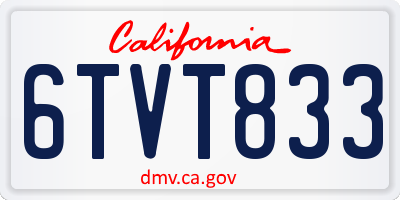 CA license plate 6TVT833